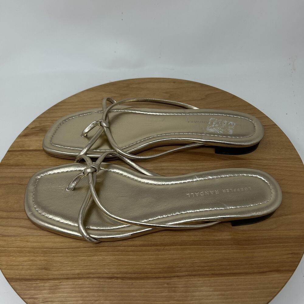 Loeffler Randall Sandals 10 Liv Metallic Gold Flat Strappy Minimalist Minimalist - Picture 4 of 11